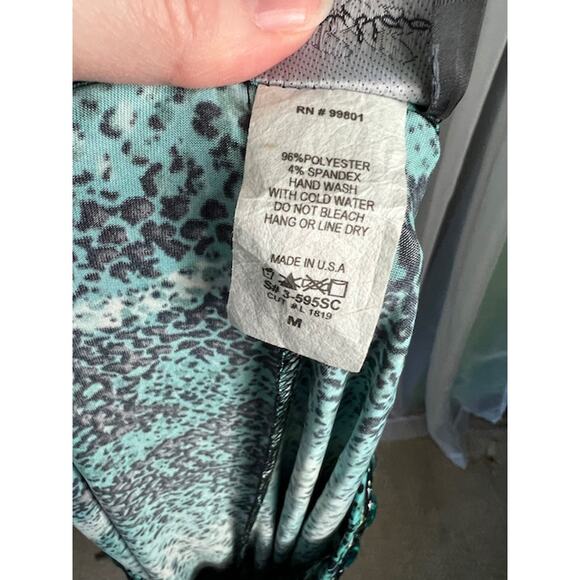 knit top jeweled collared green animal print - Picture 9 of 9